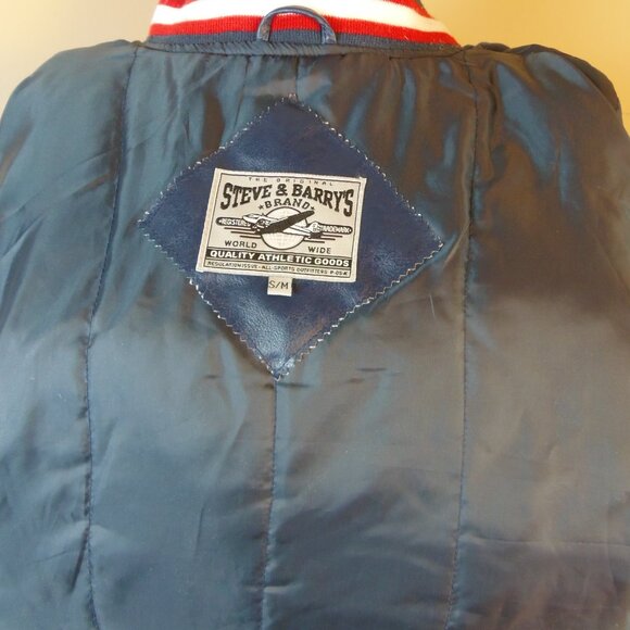 Steve & Barry's Letterman Style Jacket Faux Leather USA Patriotic Men's SZ S/M - Picture 3 of 12